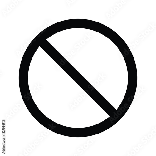 Black and white universal prohibition symbol or no sign, isolated on
