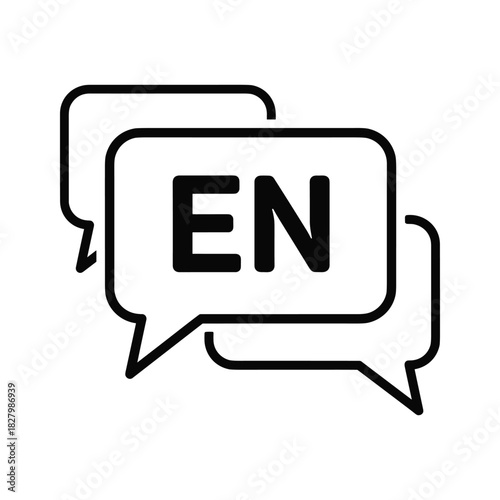 English language communication icon with speech bubbles, isolated on