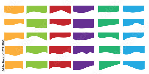 Abstract colorful wavy graphic elements collection for modern design, providing vibrant visual accents and creative background shapes for diverse projects