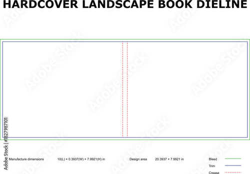 Hardcover Landscape Book Dieline Template