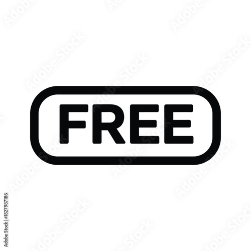 Black and white oval sign with the word free in capital letters, isolated on