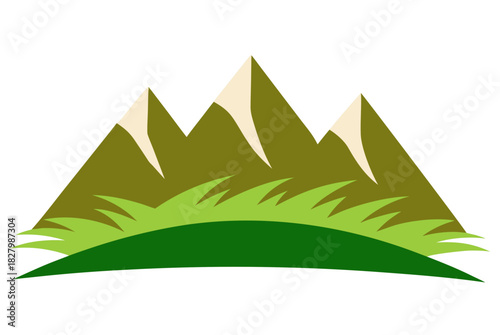 Three mountains and grass