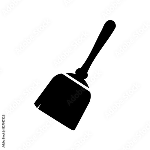 Black and white illustration of a short handled broom for cleaning dust