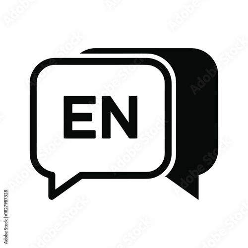 Language selection icon showing en abbreviation inside a conversation speech bubble