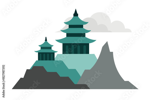 Pagodas on mountain top