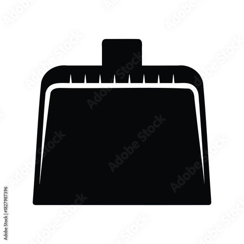 Isolated black silhouette of a dustpan, ready for cleaning and hygiene purposes