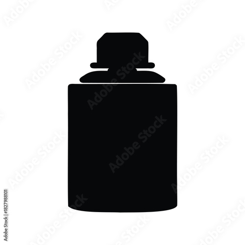 Black silhouette of a chemical bottle with a cylindrical body and cap