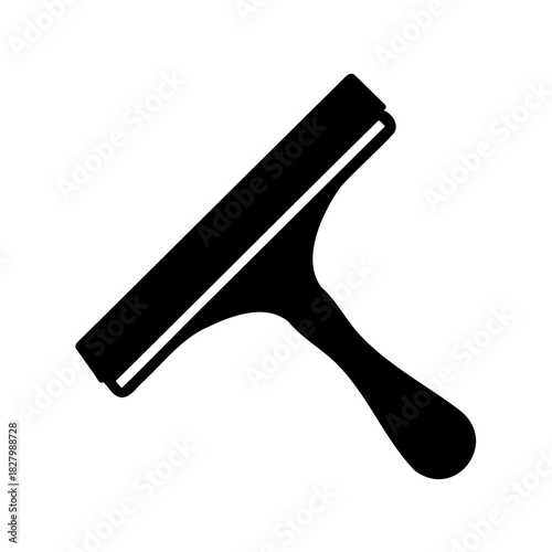 Black silhouette image of a cleaning squeegee tool against white backdrop