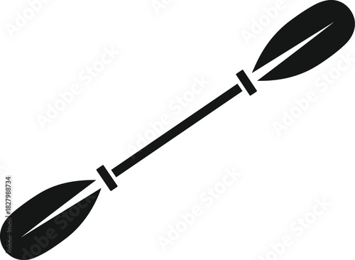 Black kayak paddle on white background canoe boat, paddle, kayak, canoe, boat, water sport, equipment, oar, black, white, isolated, simple, graphic, icon, tool, sport, recreation, outdoor, activity, t