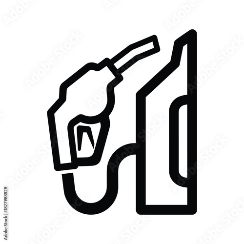 Black line icon showing a gasoline pump dispenser and nozzle for vehicle refueling
