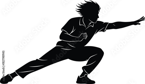 Black silhouette of a man in a dynamic martial arts pose, silhouette, man, martial arts, karate, kung fu, taekwondo, fighter, warrior, action, dynamic, pose, movement, energy, strength, power, combat,
