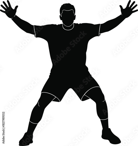 Black silhouette of a man with arms outstretched male, silhouette, man, male, person, figure, human, black, white, isolated, background, arms, outstretched, open, hands, spread, legs, wide, stance, t-