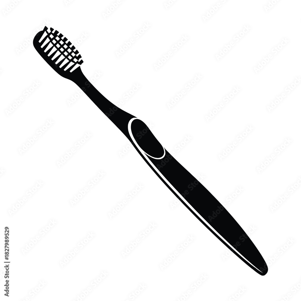 Fototapeta premium A simple black silhouette of a modern toothbrush isolated on white