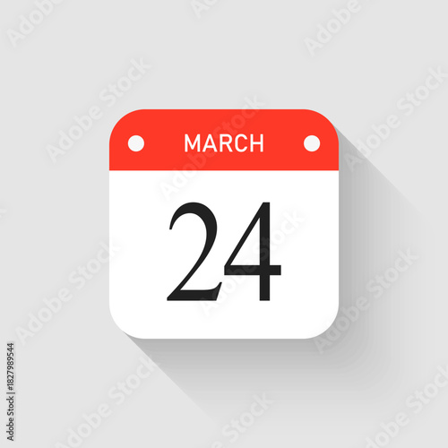 Vector icon page day calendar - 24 March month