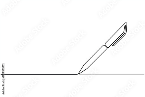 One continuous line art drawing of pen writing design. pen line art design vector illustration