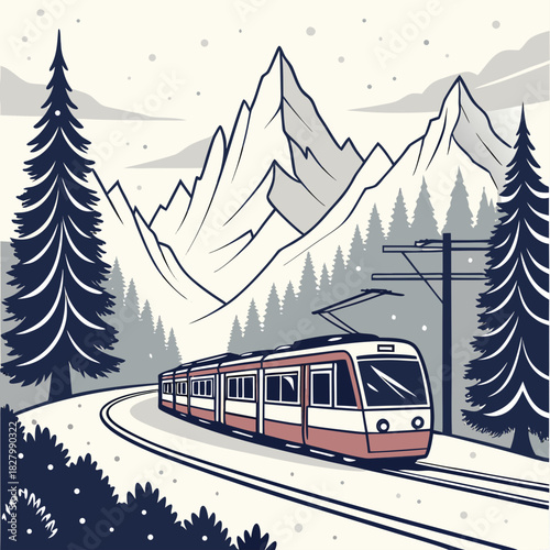 Winter Train Journey A Scenic Mountain Adventure.