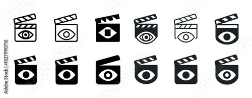 Vector icons of eye in clapperboard variations