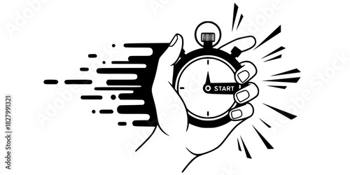 Hand Stopwatch Timer Speed Icon Vector
