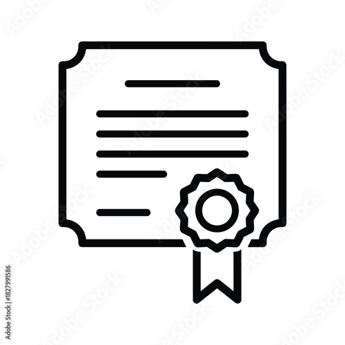 Certificate icon with ribbon and seal, isolated on