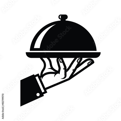 Hand holding a covered dish, isolated on