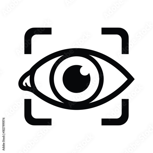 Biometric eye scan icon representing security, identification, and digital surveillance technology