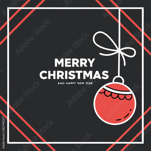 Minimalist christmas greeting design with festive elements