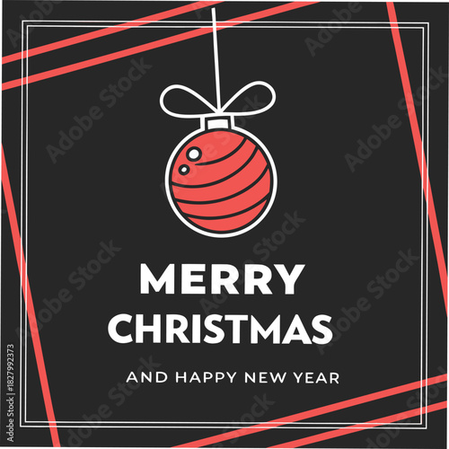 Minimalist christmas greeting design with festive colors