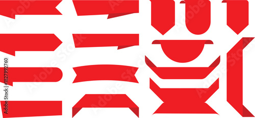  Sale and New Label collection set. Sale tags 30, 50, 70. Discount red ribbons, banners and icons. Special offer. Shopping Tags. Sale icons. Red isolated on white background, vector illustration.