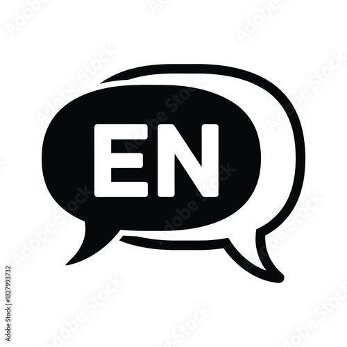 English language speech bubble icon with en abbreviation, isolated on