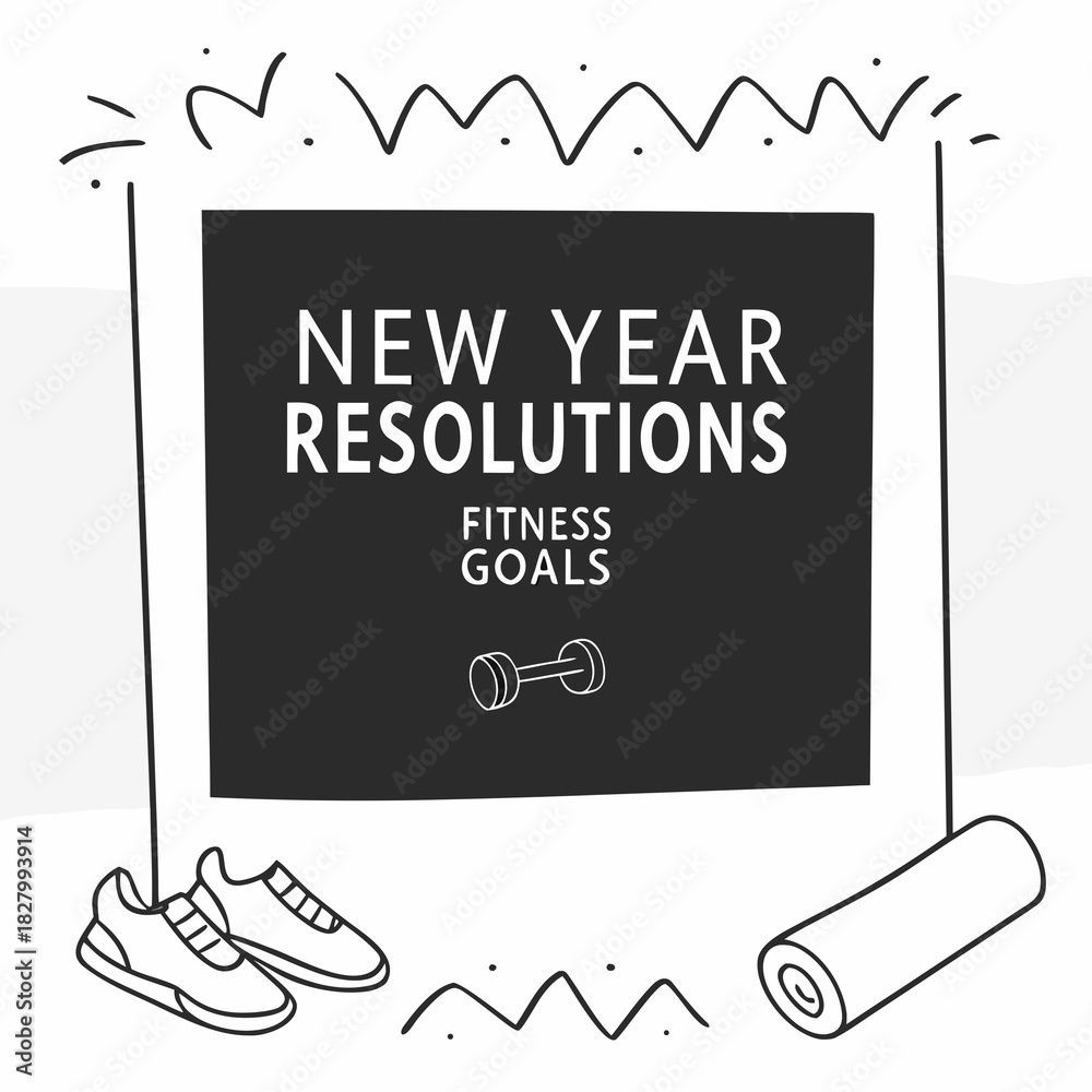 Fototapeta premium New Year Resolutions Fitness Goals with Sneakers and Yoga Mat.