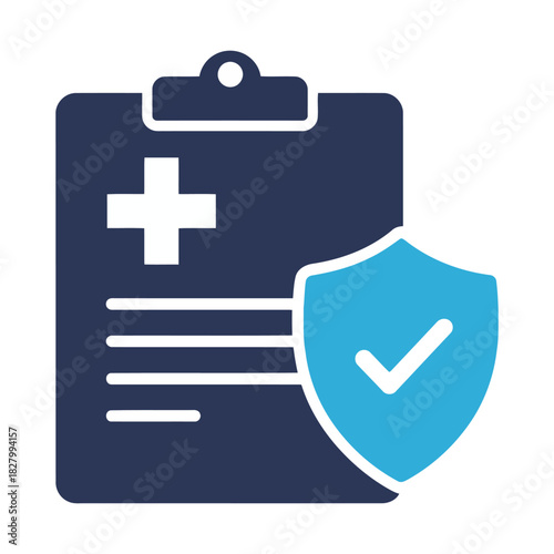 Vector icon of medical insurance document with shield