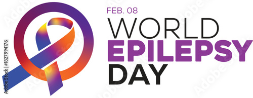 World epilepsy day awareness ribbon logo with purple and blue gradient