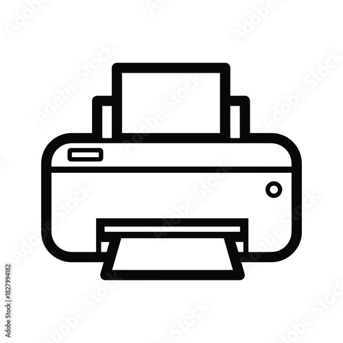 Printer icon in black line style, representing printing, office equipment, technology, and document output device