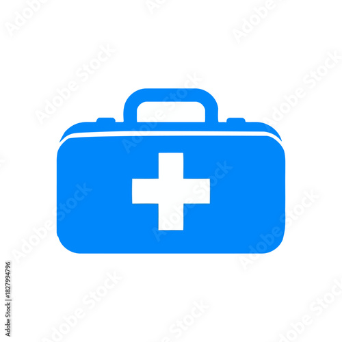 Vector icon of blue first aid kit for medical emergency use