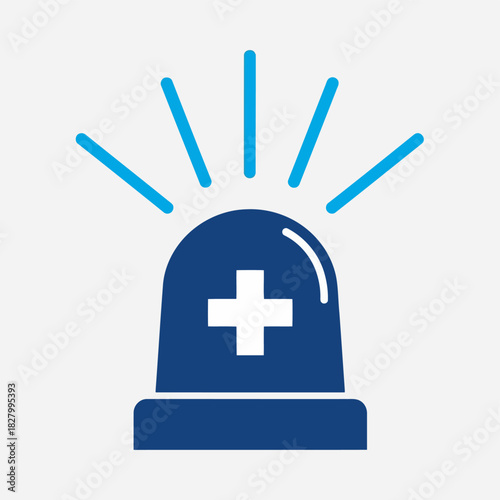 Vector icon of emergency siren icon with cross for medical use