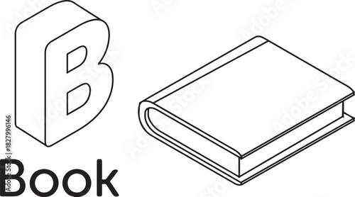 Letter B with Book and Word Book