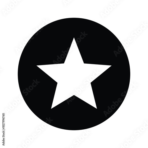 Simple black circle icon with a white fivepointed star shape inside it