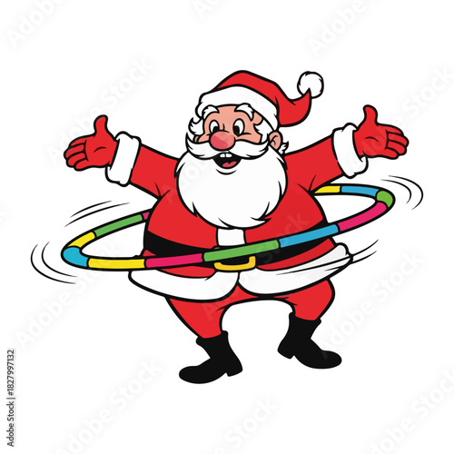 Jolly Santa Claus Holding Key to the City, Retro Cartoon Illustration