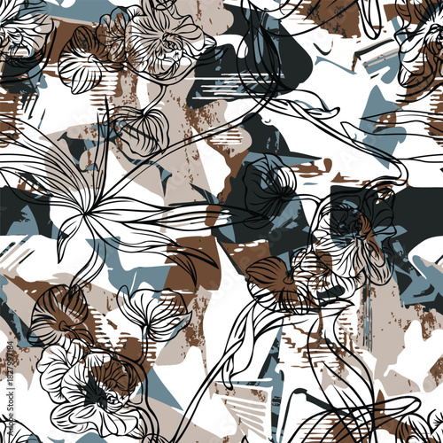 Classic Popular Flower Seamless pattern background - For easy making seamless pattern use it for filling any contours
