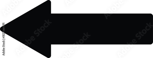 Minimalist and simple Left arrow icon in black silhouette. Minimalist directional symbol for user interface, map navigation, infographics, or signage design.	