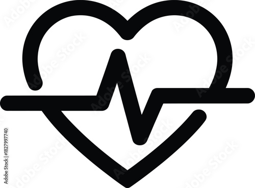 Heartbeat line within heart shape icon for medical health and care