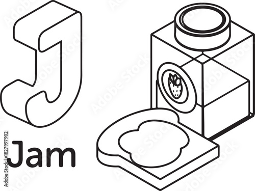 Letter J and Jam illustration