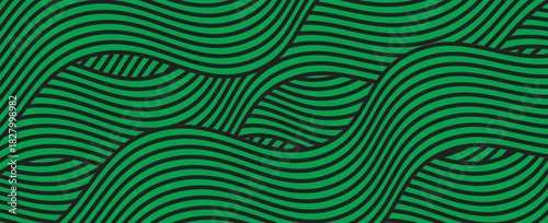 farm green banner, organic abstract background with fields. wavy green lines, natural organic products. ecology background. striped farmer green Pattern