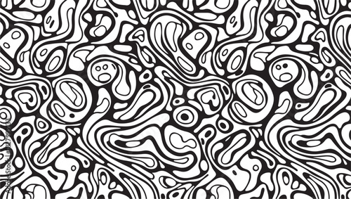 Black and White Abstract Organic Pattern with Face-like Shapes blob