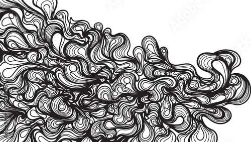 Black and White Abstract Organic Swirl Pattern Filling Right Side blob border