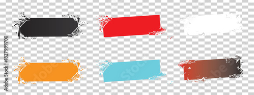 Grunge distressed rectangular banners set, various colors and textures