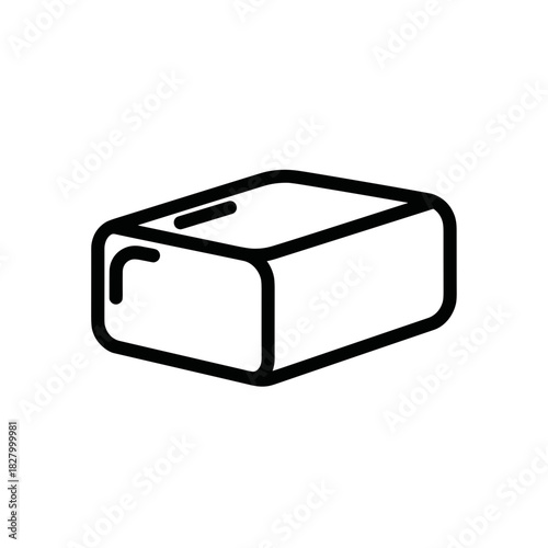 Butter block in minimalist style on white background  
