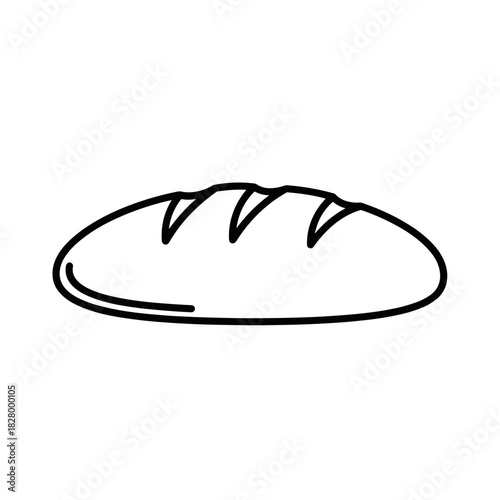 Simple outline of a loaf of bread on white background  