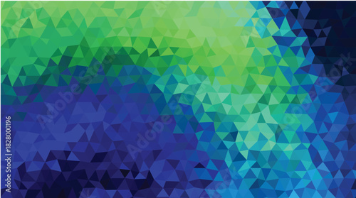 Abstract Low-Poly Background with Vibrant Blue, Green, and Teal Gradient