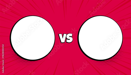 Versus comic pop art graphic with two blank white circles